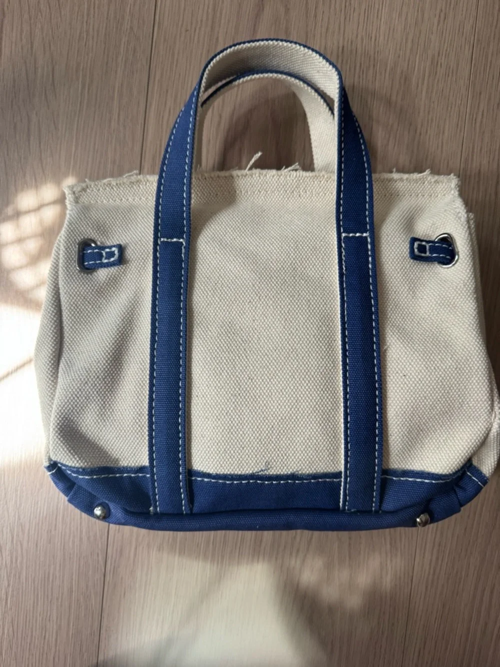 Mini “Boatkin” Canvas Tote with Navy Trim - Picture 7 of 12